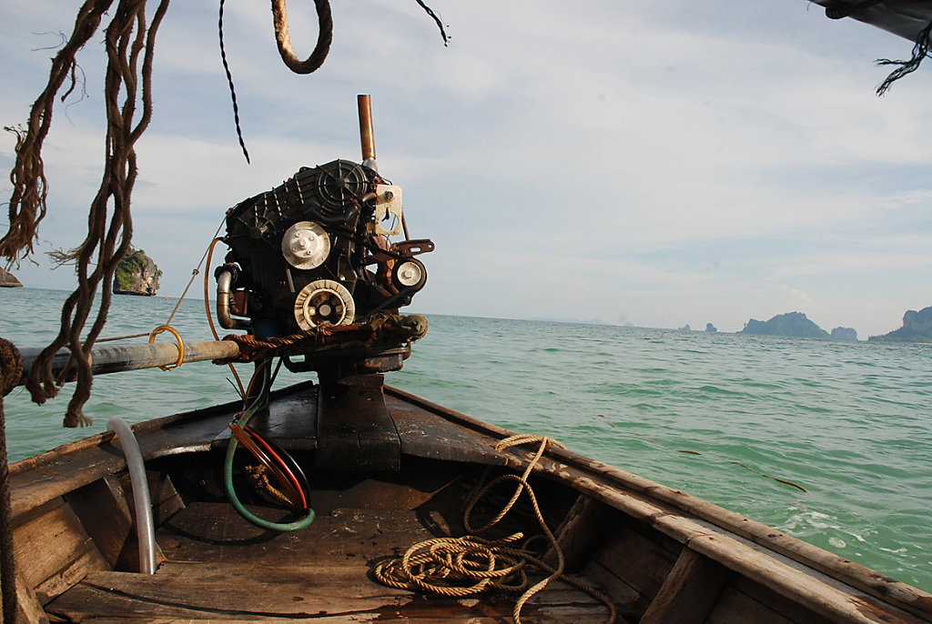 engine of a traditional longtail boat 